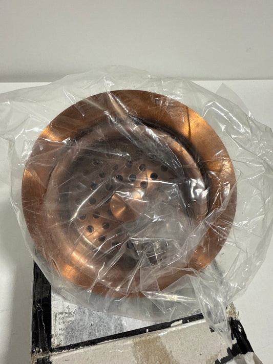 Signature Hardware 902367 3-1/2" Basket Strainer for Sinks up to 1" Thick Satin Copper