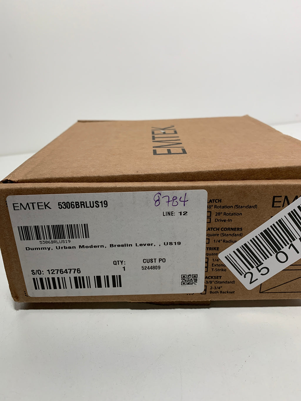 EMTEK Urban Modern Rosette Dummy Pair with Matching Finish Breslin Lever - Choice of 7 Finishes - 5306BRLUS19 - Flat