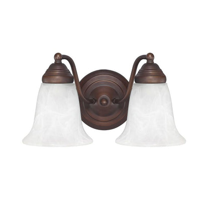 Capital Lighting 1362BB-117 Brady White Faux Alabaster Glass Bath Vanity Wall Mount, 2-Light 200 Total Watts, 7" H x 12" W, Burnished Bronze