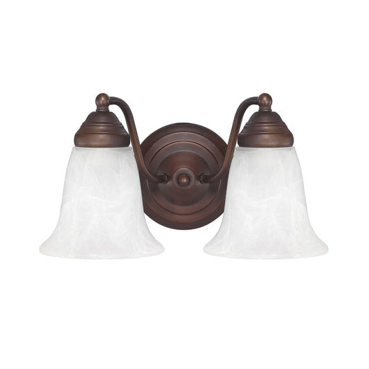 Capital Lighting 1362BB-117 Brady White Faux Alabaster Glass Bath Vanity Wall Mount, 2-Light 200 Total Watts, 7" H x 12" W, Burnished Bronze