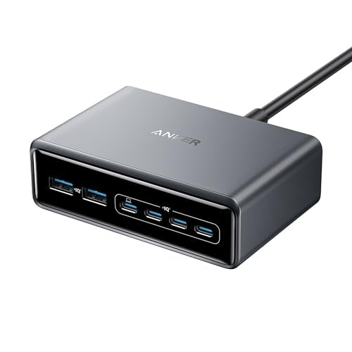 Anker - Prime Desktop Charger (200W, 6 Ports, GaN) - Silver
