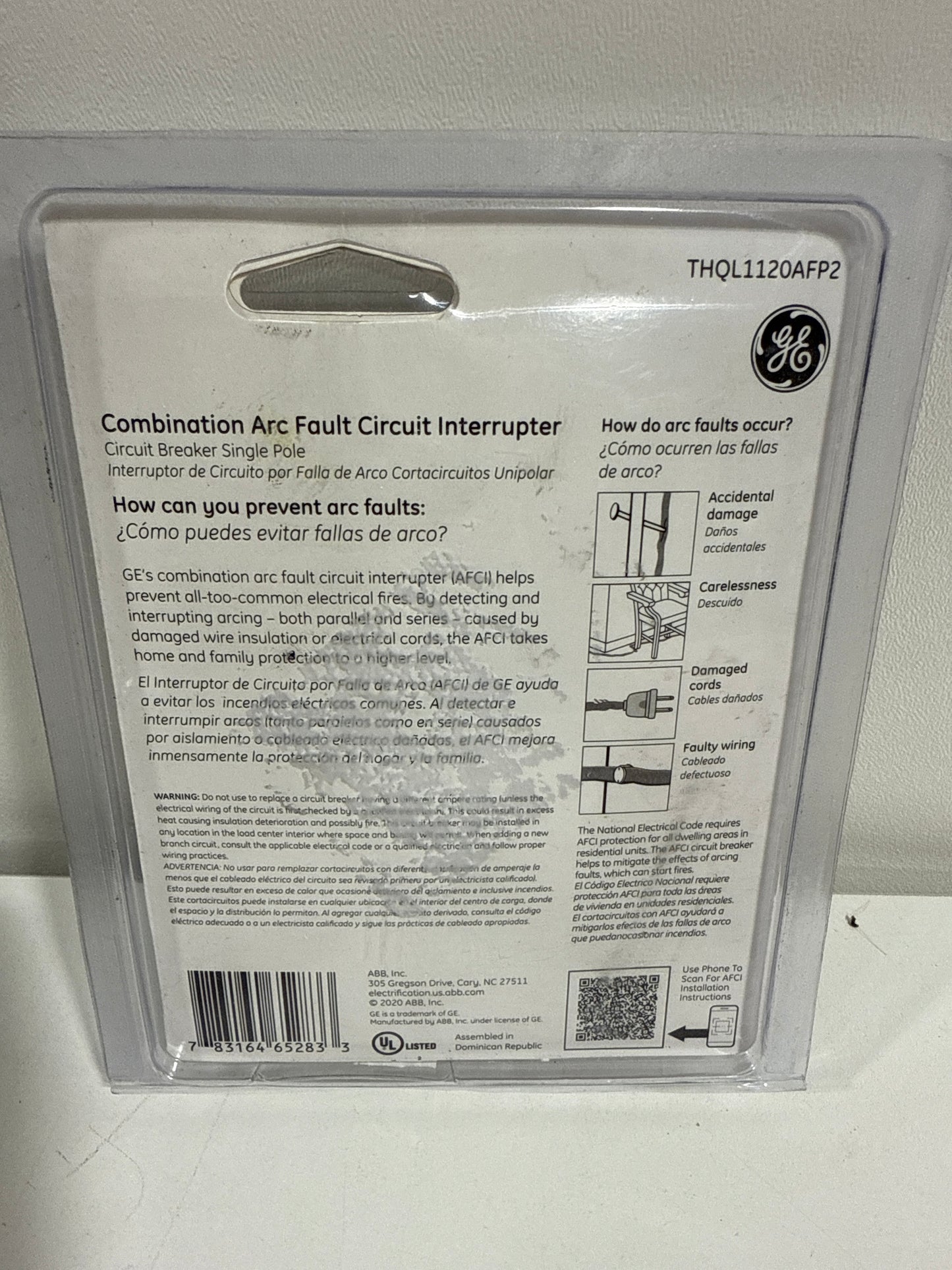 GE Energy Industrial Solutions THQL1120AFP2 Single Pole Combo Arc Fault Circuit Interrupter 20-Amp