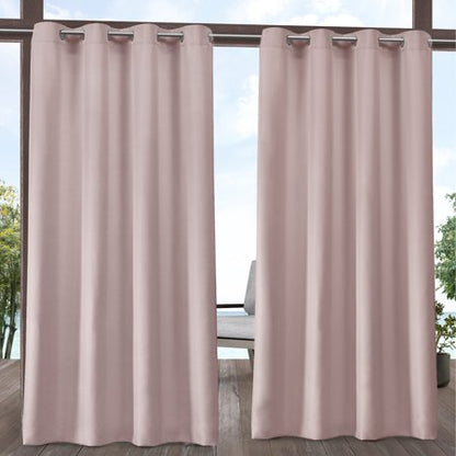 Cabana Blush Solid Light Filtering Grommet Top Indoor/Outdoor Curtain, 54 in. W X 96 in. L (Set of 2)