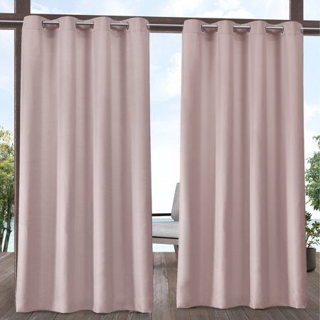 Cabana Blush Solid Light Filtering Grommet Top Indoor/Outdoor Curtain, 54 in. W X 96 in. L (Set of 2)