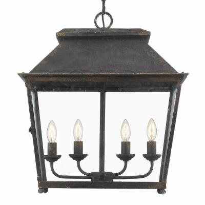 Golden Lighting 0804-4P ABI Abingdon 4 Light 21.25 Inch Antique Black Iron Pendant Ceiling Light