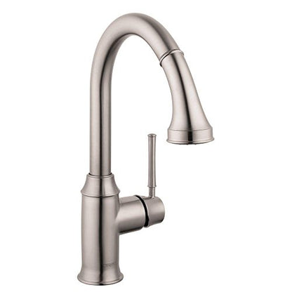 hansgrohe Talis C Stainless Steel High Arc Kitchen Faucet, Kitchen Faucets with Pull Down Sprayer, Faucet for Kitchen Sink, Magnetic Docking Spray Head, Stainless Steel Optic 04215800