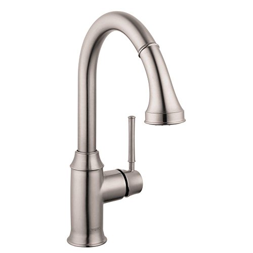 hansgrohe Talis C Stainless Steel High Arc Kitchen Faucet, Kitchen Faucets with Pull Down Sprayer, Faucet for Kitchen Sink, Magnetic Docking Spray Head, Stainless Steel Optic 04215800