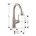 hansgrohe Talis C Stainless Steel High Arc Kitchen Faucet, Kitchen Faucets with Pull Down Sprayer, Faucet for Kitchen Sink, Magnetic Docking Spray Head, Stainless Steel Optic 04215800