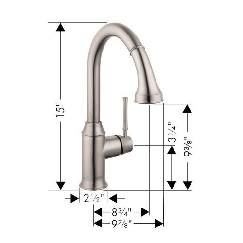 hansgrohe Talis C Stainless Steel High Arc Kitchen Faucet, Kitchen Faucets with Pull Down Sprayer, Faucet for Kitchen Sink, Magnetic Docking Spray Head, Stainless Steel Optic 04215800
