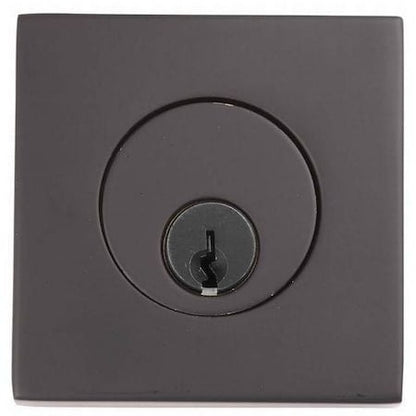 Emtek 8469US19 Solid Brass Square Single Cylinder Deadbolt Flat Black