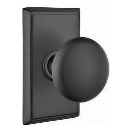 Providence Door Set with Round Brass Knobs Privacy in Matte Black. Doorsets.