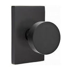 Emtek Passage Set, Modern Rectangle Rosette, Modern Round Knob, Flat Black