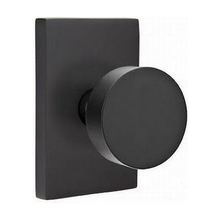 Emtek Passage Set, Modern Rectangle Rosette, Modern Round Knob, Flat Black