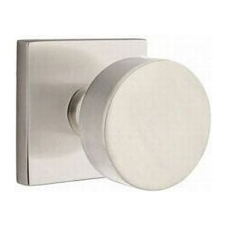 EMTEK Square Rosette Dummy, Pair with Matching Finish Round Knob  - 5050ROUUS15 - Satin Nickel (US15)