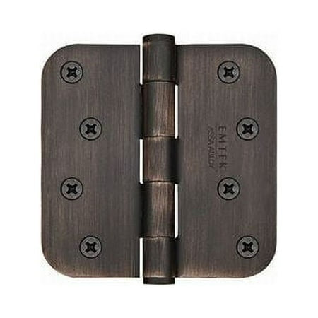 Emtek 91034 4" x 4" Plain Bearing 5/8" Radius Corners Mortise Hinge - Pair, Oil Rubbed Bronze