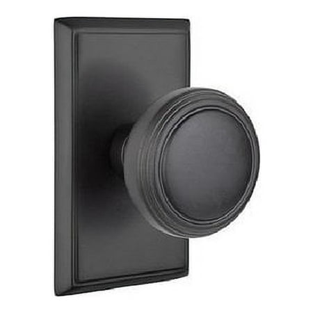 Emtek Privacy Set, Rectangular Rosette, Norwich Knob, Flat Black US19
