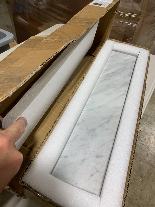 Ariel AL-CW-SIDESPLSH Ariel 21-3/16" Marble Vanity Side Splash White Bathroom Storag