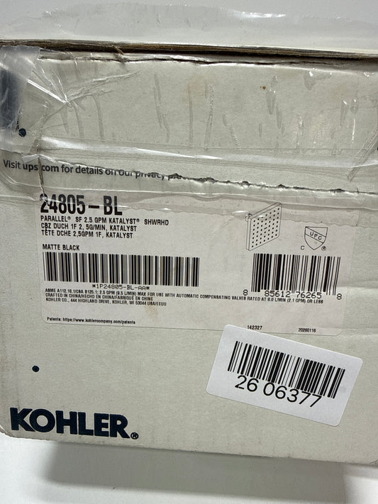 Kohler 24805-BL Parallel® Single-function showerhead, 2.5 gpm, Matte Black