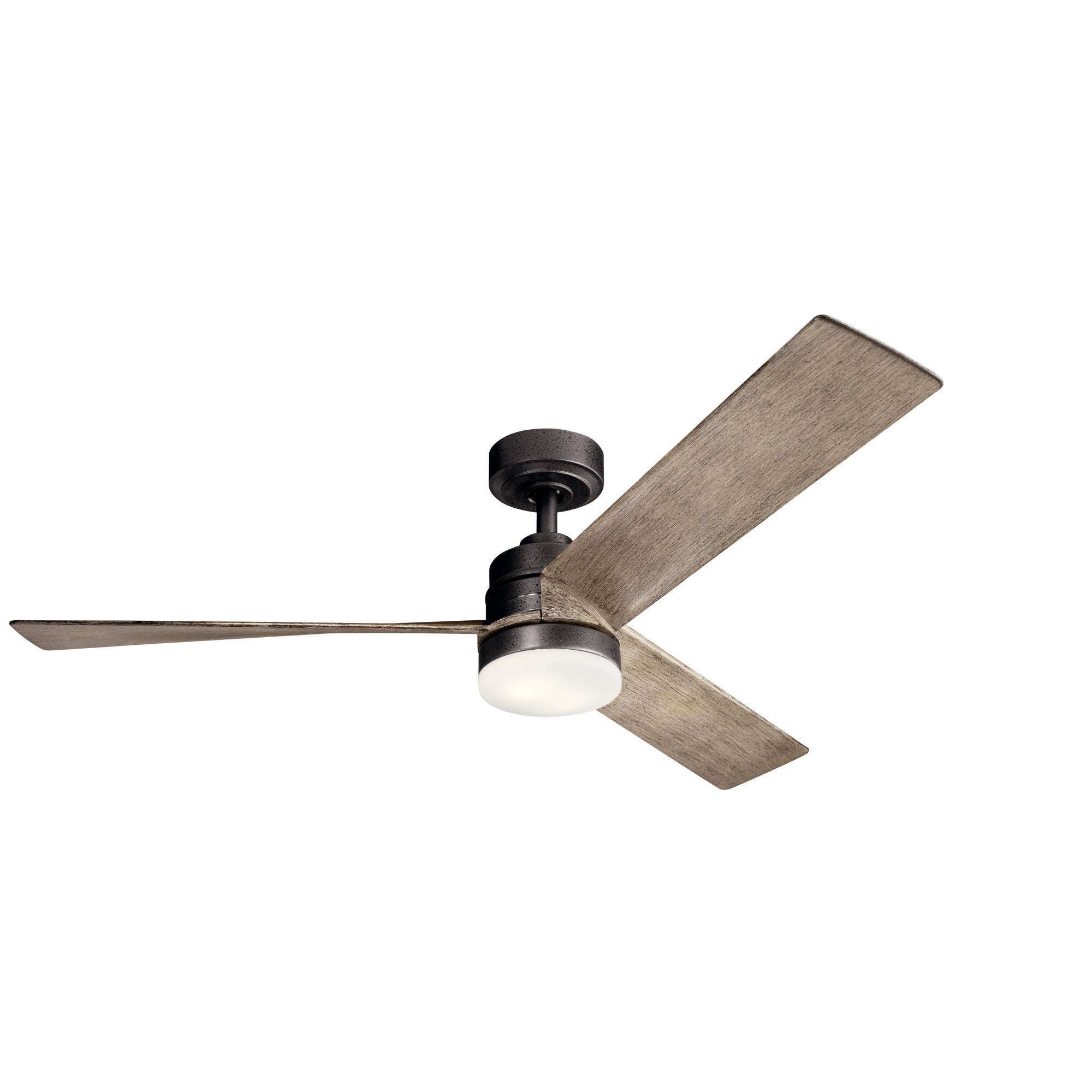 Kichler Spyn 52" Ceiling Fan with LED Lights in Anvil Iron, 3-Blade Contemporary Industrial Ceiling Fan, 3000K, Included Wall Control, (52" W x 14.5" H), 300275AVI