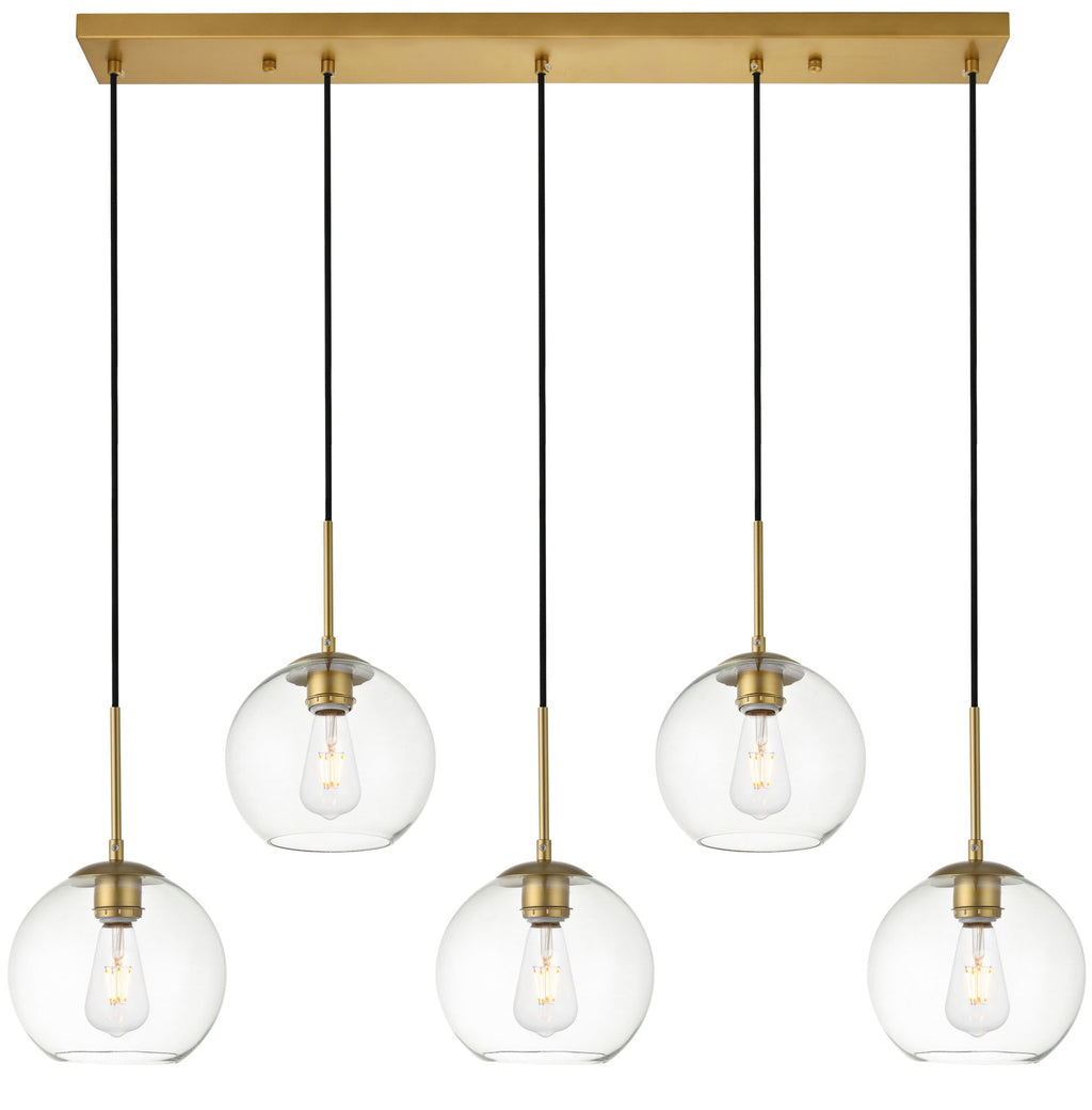 Living District Baxter 5 LTS Brass Pendant with Clear Glass - *Lighting & Electrical