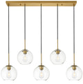 Living District Baxter 5 LTS Brass Pendant with Clear Glass - *Lighting & Electrical