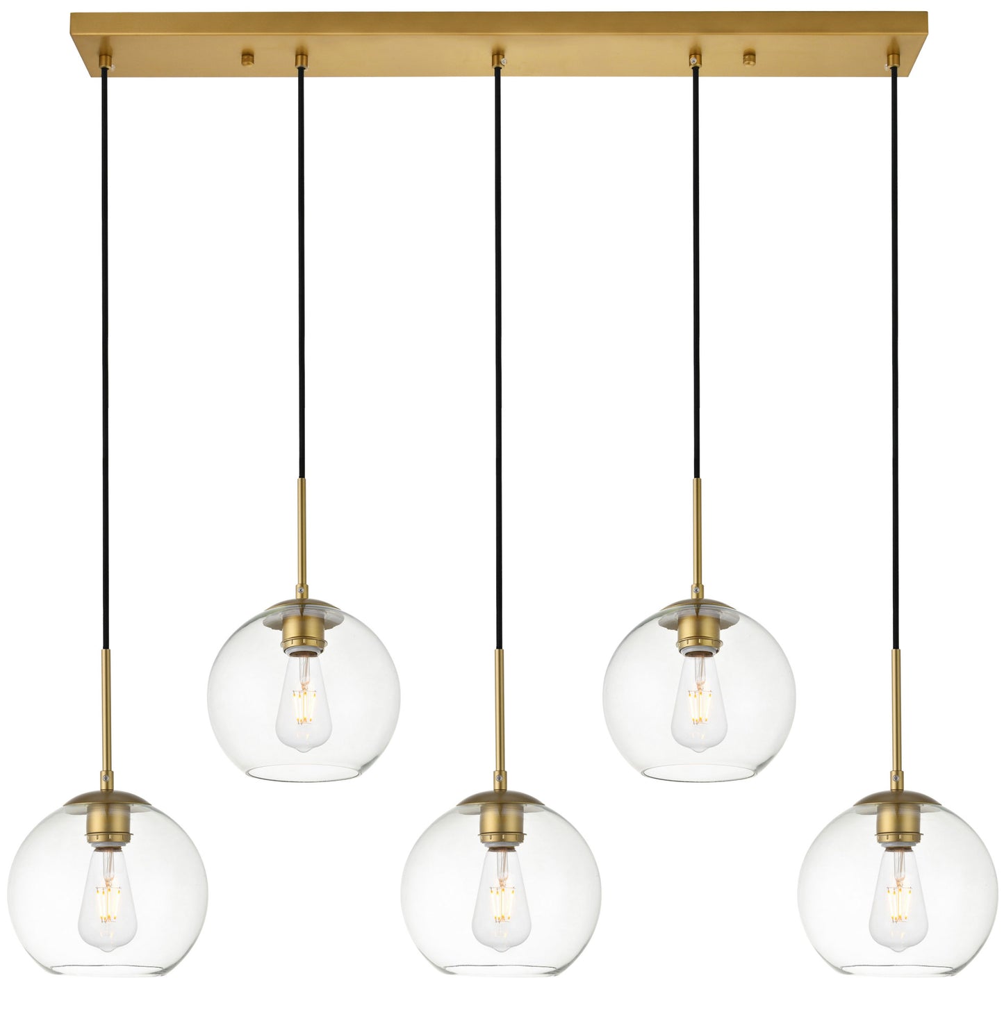 Living District Baxter 5 LTS Brass Pendant with Clear Glass