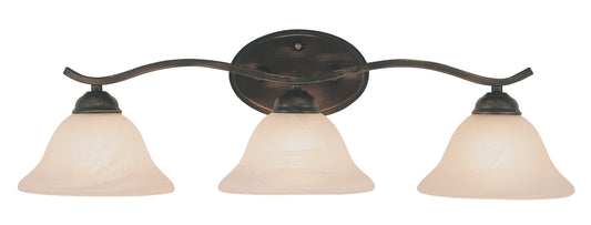 Bel Air Lighting Hollyslope 26 in. 3-Light Oil Rubbed Bronze Bathroom Vanity Light Fixture with Marbleized Glass Shades