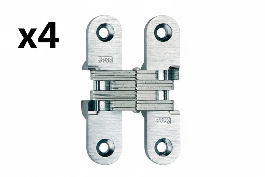 4 x SOSS 2084 5/8 X 2-3/4 Medium Duty Invisible Hinge for 1 Doors Satin Brass Finish