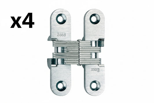 4 x SOSS 2084 5/8 X 2-3/4 Medium Duty Invisible Hinge for 1 Doors Satin Brass Finish