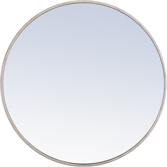 Elegant Decor Eternity 28" Round Metal Frame Mirror in Silver