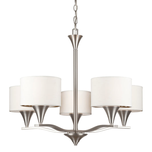 Forte Lighting 5 Light 28" Wide Chandelier with Off White Fabric Shades