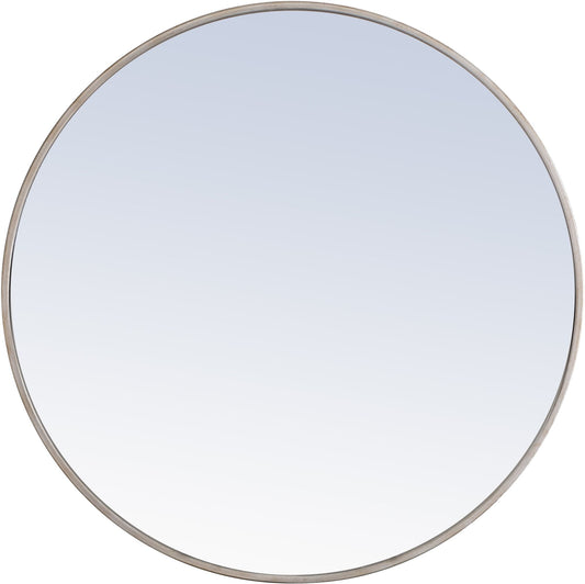 Elegant Decor Eternity 32" Round Metal Frame Mirror in Silver