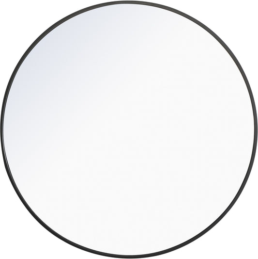 Elegant Decor Eternity 32" Round Metal Frame Mirror in Black