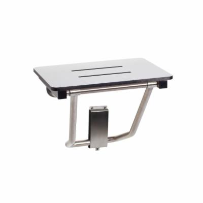 Seachrome Lift-Assist Shower Seat, Yoke-Style Bench, Wall Mount, 24" x 15", Solid White Phenolic