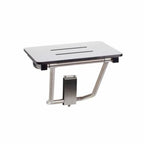 Seachrome Lift-Assist Shower Seat, Yoke-Style Bench, Wall Mount, 24" x 15", Solid White Phenolic
