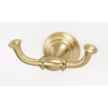 Alno A6784 Charlies 4-1/2" W Traditional Double Prong Solid Brass Wall Mounted Bathroom Towel Robe Hook Satin Brass
