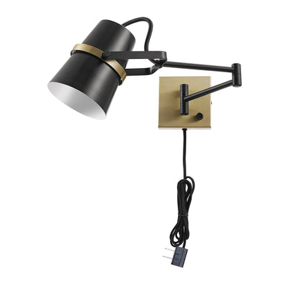 Globe Electric 22 1-Light Matte Black Plug-in or Hardwire Indoor Swing Arm Wall Sconce - *Lighting & Electrical