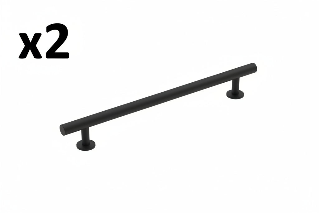 2 x Radius 7-9/16 in 192 Mm Center-to-Center Matte Black Cabinet Pull