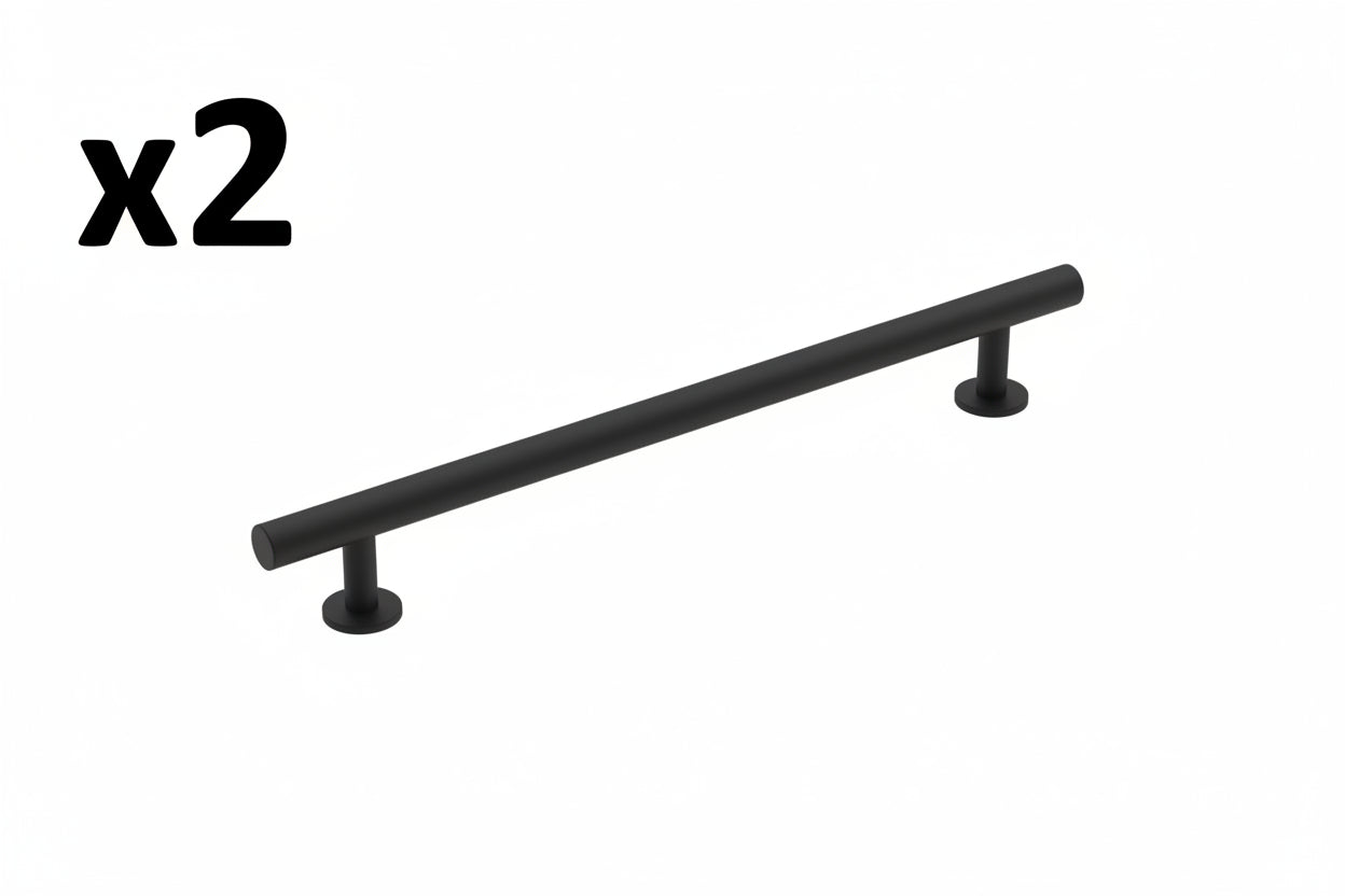 2 x Radius 7-9/16 in 192 Mm Center-to-Center Matte Black Cabinet Pull