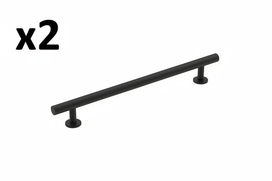 2 x Radius 7-9/16 in 192 Mm Center-to-Center Matte Black Cabinet Pull