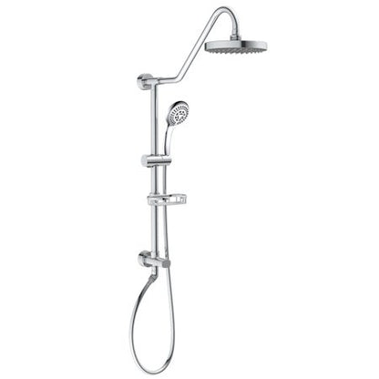 Kauai III 8-in Rain Showerhead Shower System with Slide Bar and Integrated Soap Dish Chrome 1.8 GPM