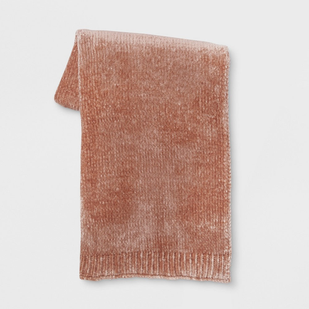 50’’x60’’ Shiny Chenille Throw Blanket Blush - Threshold™: Soft Reversible Machine Washable - *Bedding