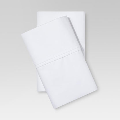 King Solid Performance 400 Thread Count Pillowcase Set White - Threshold™: Cotton Sateen, OEKO-TEX Certified, Set of 2