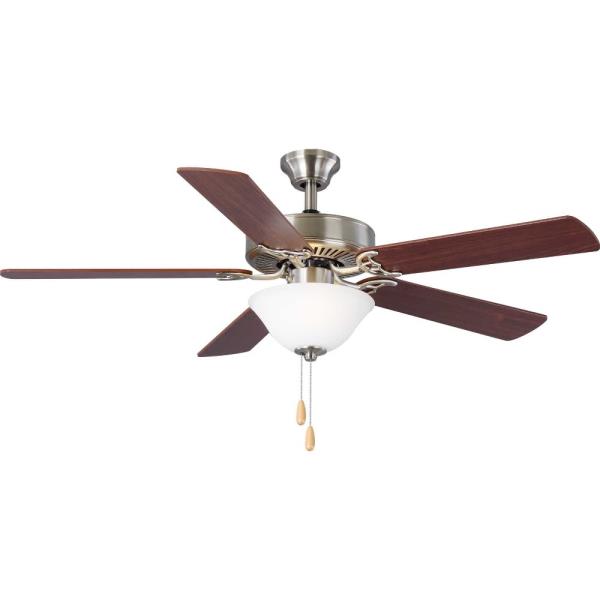 Progress Lighting AirPro 52 AirPro Builder 52" 5 Blade Indoor Ceiling Fan - Light Kit Included Brushed Nickel Fans Ceiling Fans Indoor Ceiling Fans