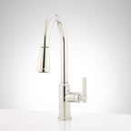 Signature Hardware Greyfield Single Handle Pull Down Kitchen Faucet in Polished Nickel
