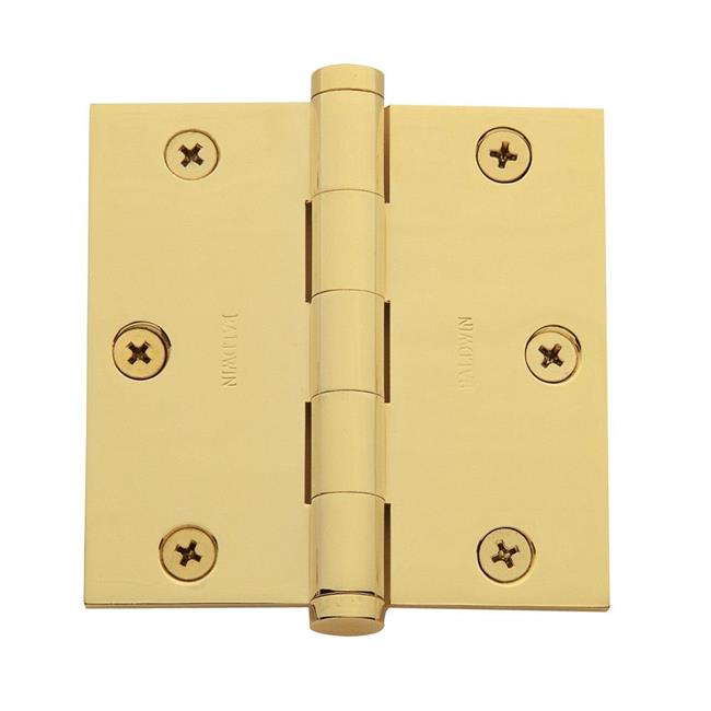 Baldwin 1035.I 3-1/2" Wide Plain Bearing Square Corner Mortise Door Hinge from the Estate Collection - Single Hinge Lifetime Polished Brass Door Hinge