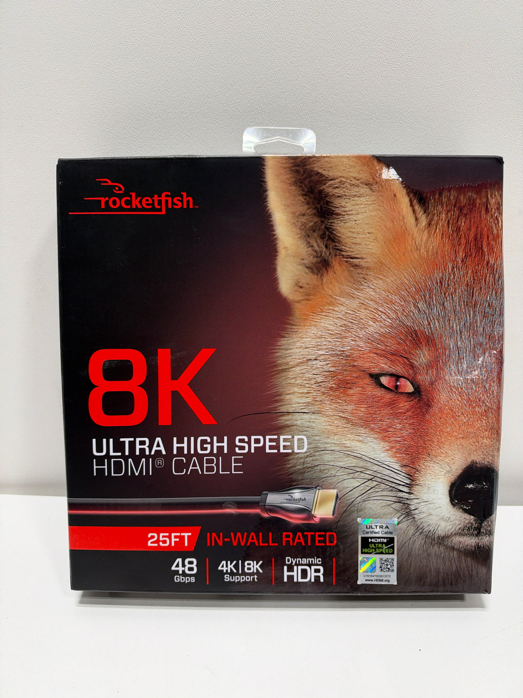 Rocketfish - 25' 8K Ultra High Speed HDMI 2.1 Certified Cable - Black