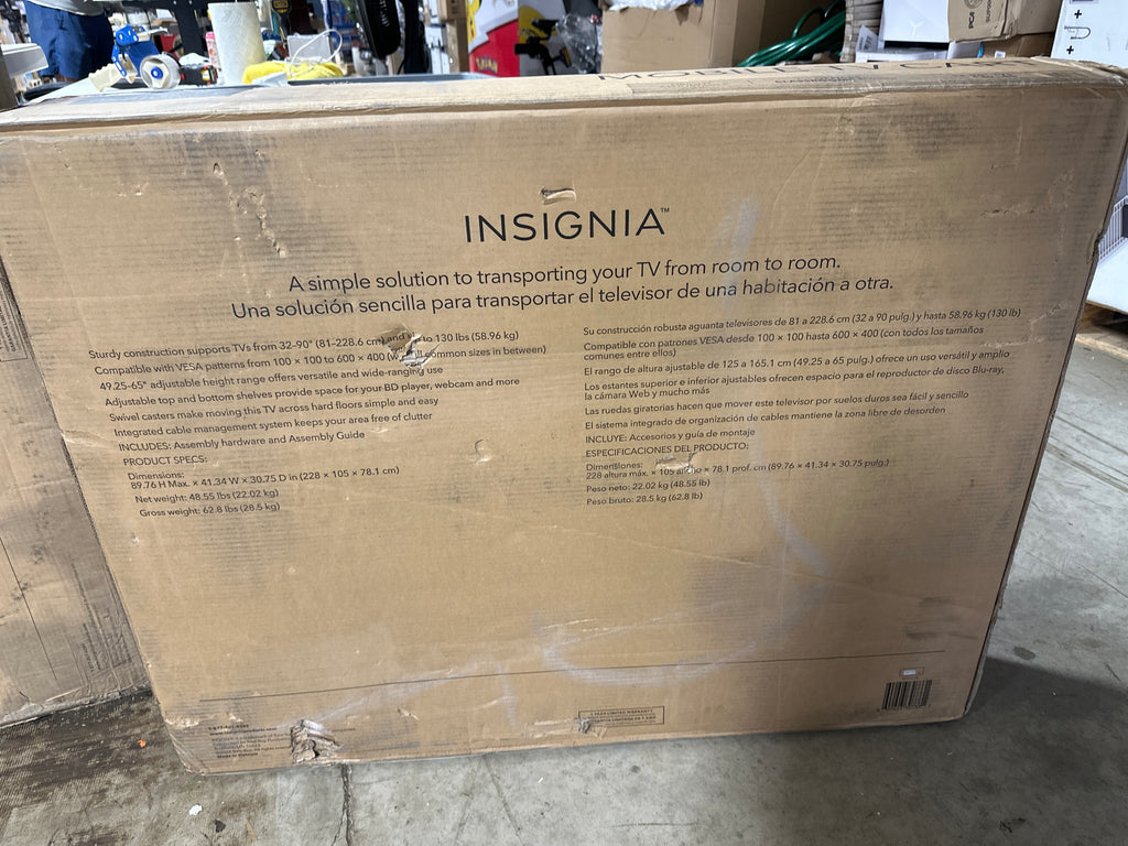 Insignia - Mobile TV Cart with Shelves for Most 32-90’’ TVs - Black - *TV & Home Theater