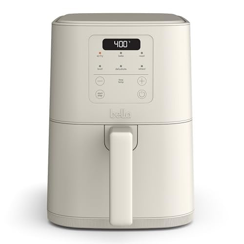 Air Fryer Bella 4qt Slim Evergood Ceramic Nonstick Oatmilk