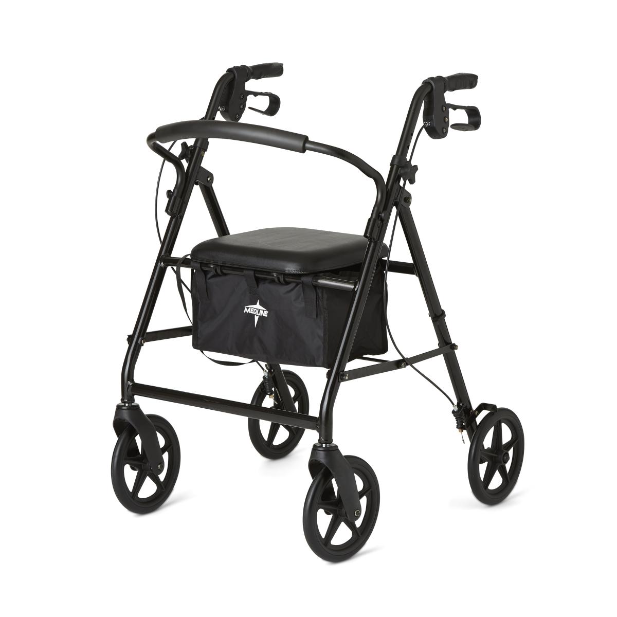 Medline Basic Steel Rollator W/ 8’’ Casters Black - *Health & Beauty